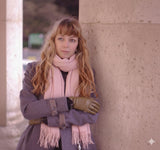 Maxi Schal aus 100% Baby-Alpaka mit Fransen - Rosa