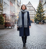 Maxi Schal aus 100% Baby-Alpaka mit Fransen - Grau