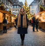 Maxi Schal aus 100% Baby-Alpaka mit Fransen - Braun