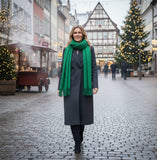 Maxi Schal aus 100% Baby-Alpaka mit Fransen - Grün