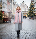 Maxi Schal aus 100% Baby-Alpaka mit Fransen - Rosa