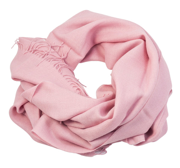 Maxi Schal aus 100% Baby-Alpaka mit Fransen - Rosa